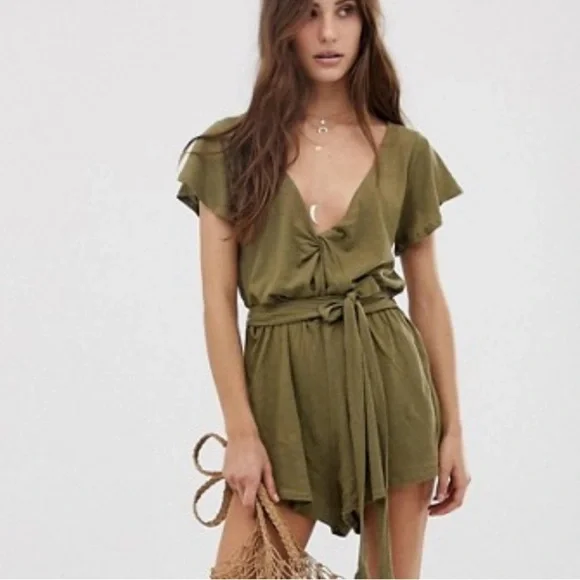 Free People Ballerina Tie Waist Romper XS - Picture 2 of 10